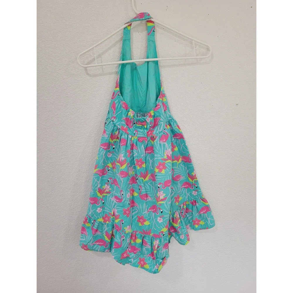 Gymboree Girls Midi Flamingo Dress Size‎ 8 Halter Neck Ruffle Hem #5